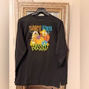 Love in Faith Women’s black long sleeve T-Shirt with Colorful Graphic